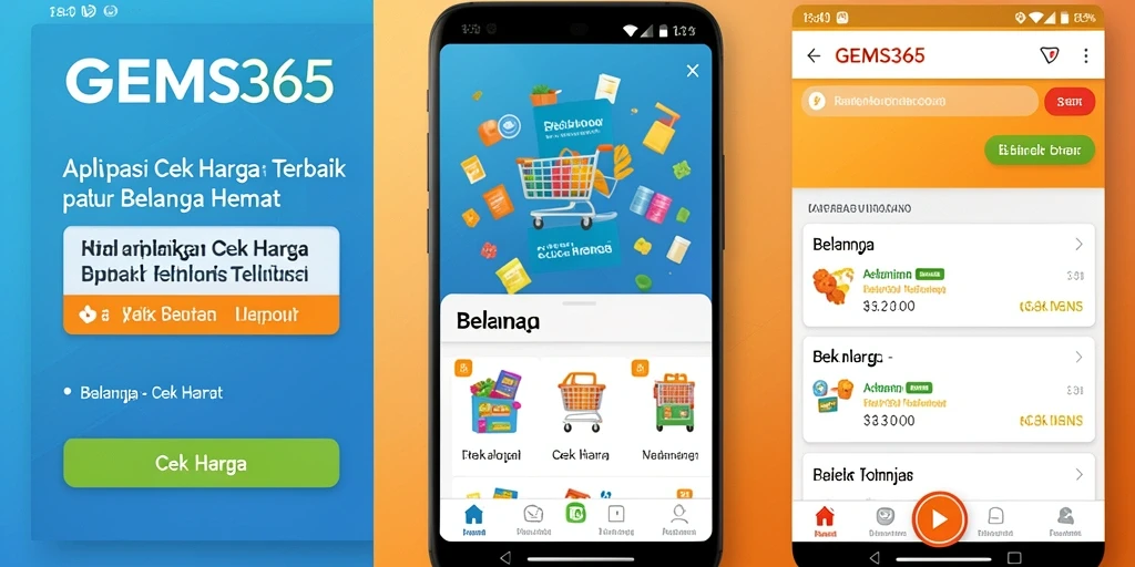Antarmuka GEMS365 yang memudahkan perbandingan harga produk.