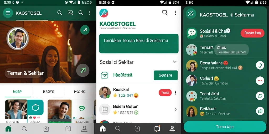 Tampilan antarmuka KAOSTOGEL yang ramah pengguna untuk menemukan teman.