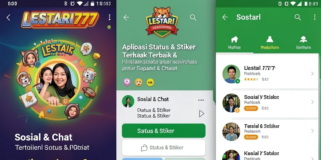 Tampilan antarmuka LESTARI777 yang interaktif dengan pilihan stiker yang menarik.