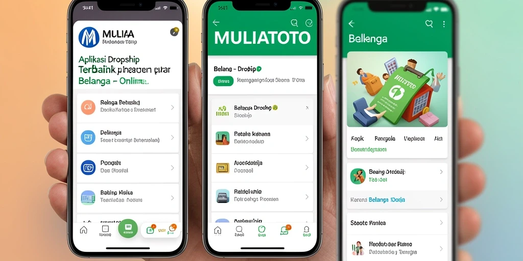 Tampilan antarmuka aplikasi MULIATOTO untuk belanja dan dropshipping.