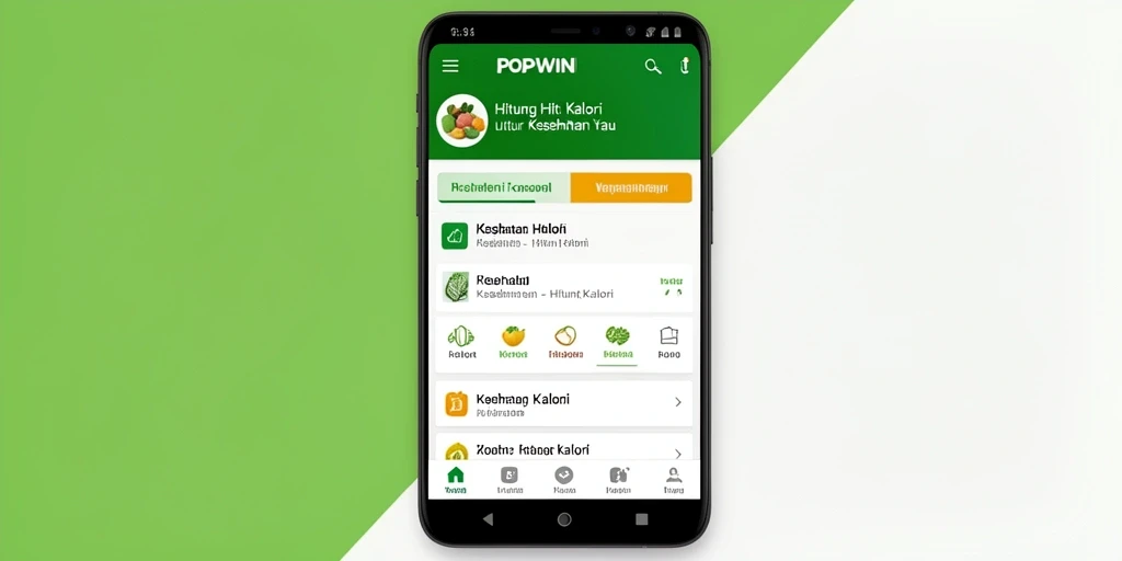 Tampilan utama POPWIN menunjukkan antarmuka hitung kalori yang user-friendly.