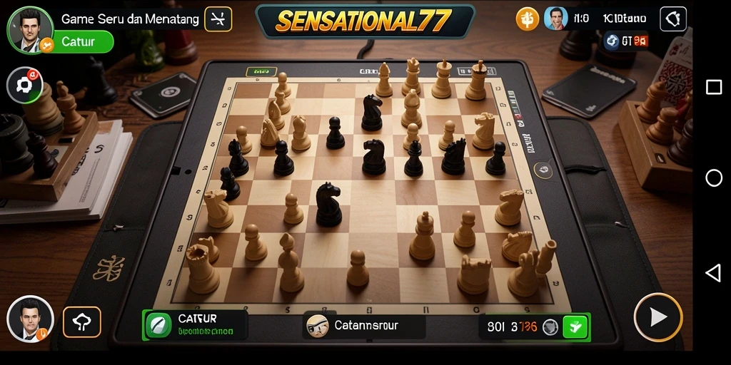Antarmuka SENSATIONAL77 yang menarik dan fungsional untuk bermain Catur.