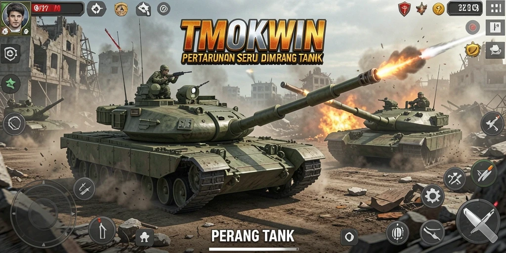 Tampilan antarmuka strategis dan menarik dari game Perang Tank.